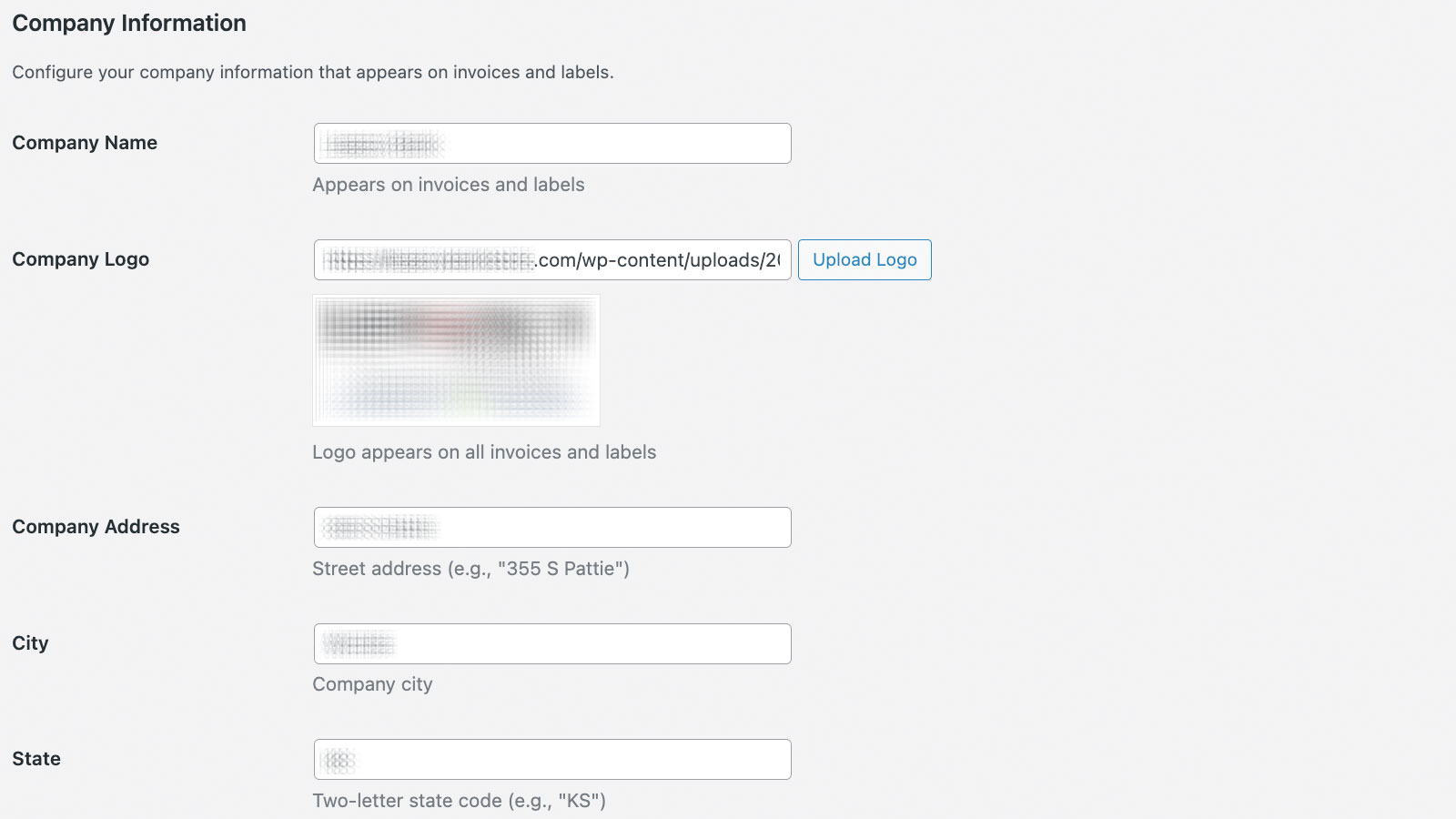 GoodInvoices invoice template and branding setup controls in WooCommerce admin.